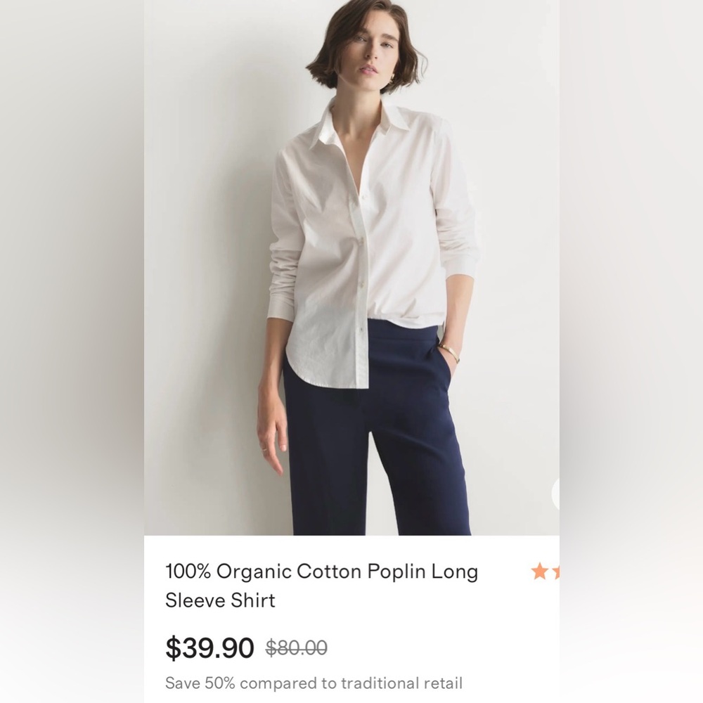 QUINCE Organic Cotton Poplin Long Sleeve Shirt- White